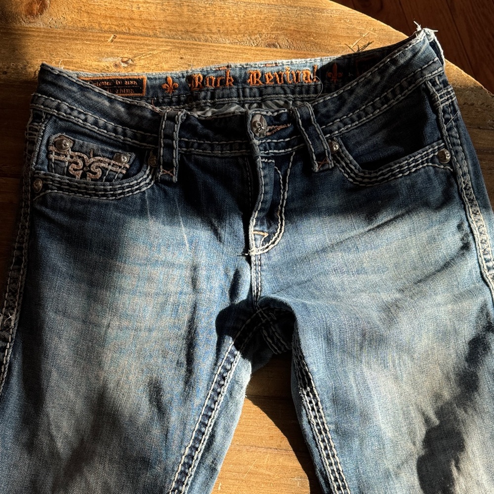 Rock Revival Dark Blue Denim with White Stitching